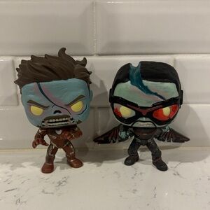 Zombie Iron Man and Falcon Marvel Funko Pops
